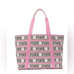 PINK Victoria's Secret Striped Logo Tote